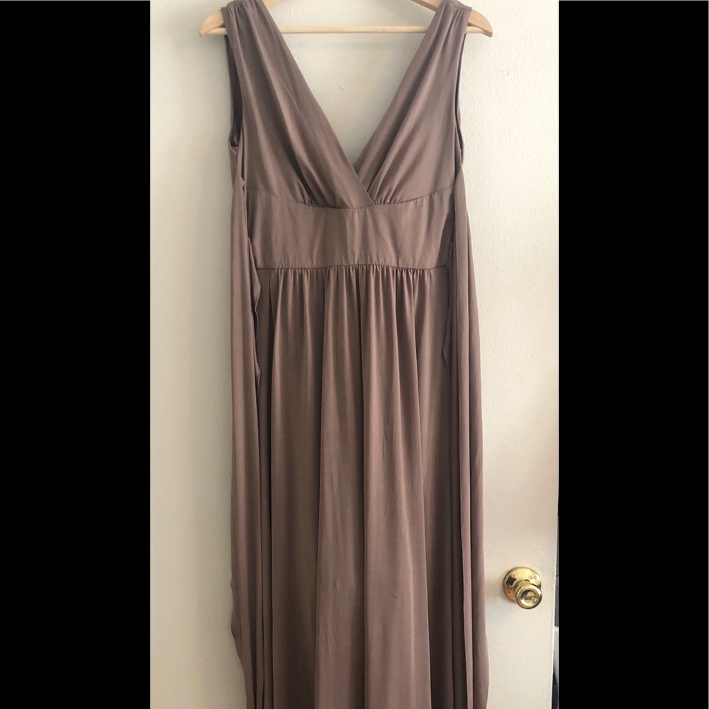 Max and Cleo for BCBG Taupe evening gown